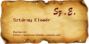Sztáray Elemér névjegykártya